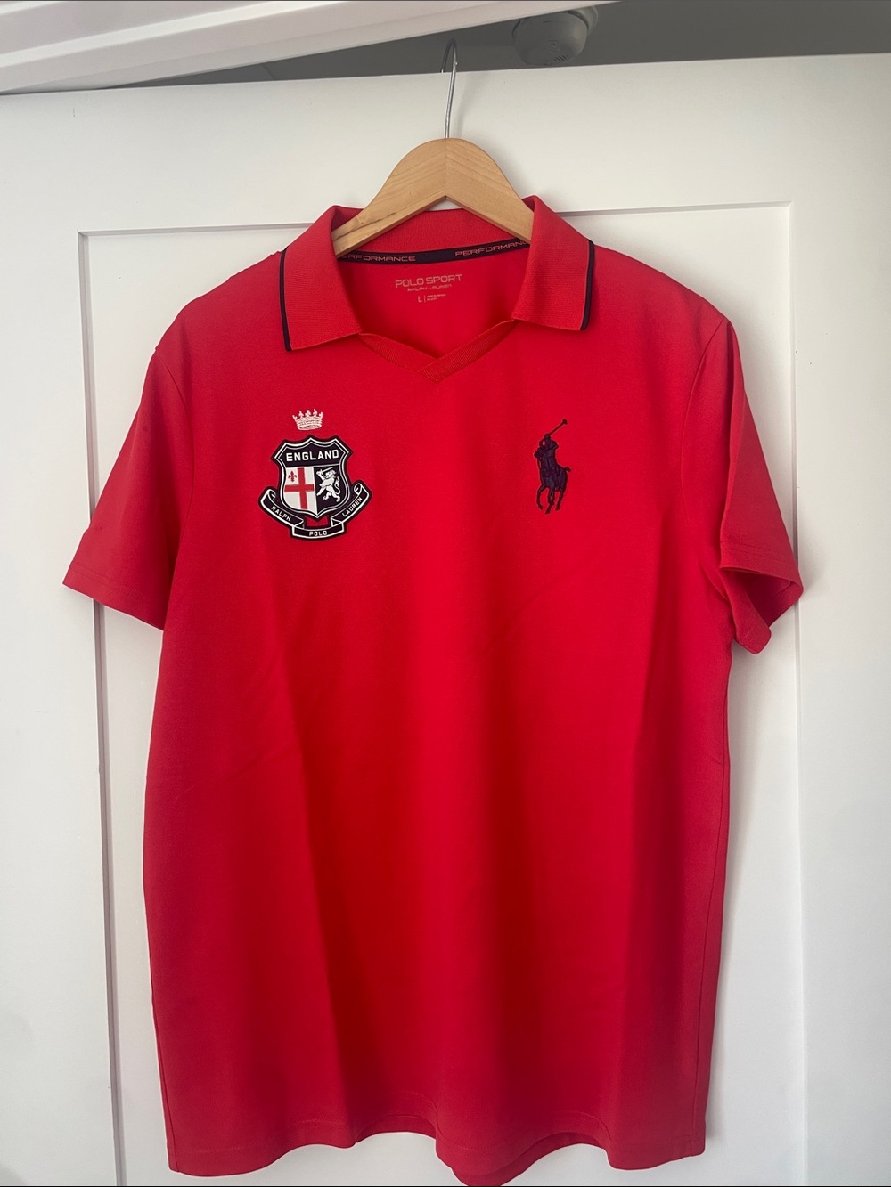 Polo by Ralph Lauren Red England Crest Polo with Navy Pony